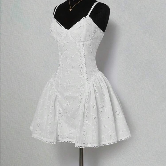 SHEIN White Pleated Babydoll Mini Dress - Picture 3 of 3